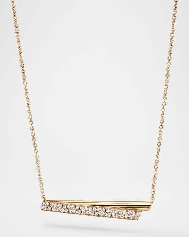 18K Yellow Gold Inside Out Diamond Flip Pendant Necklace